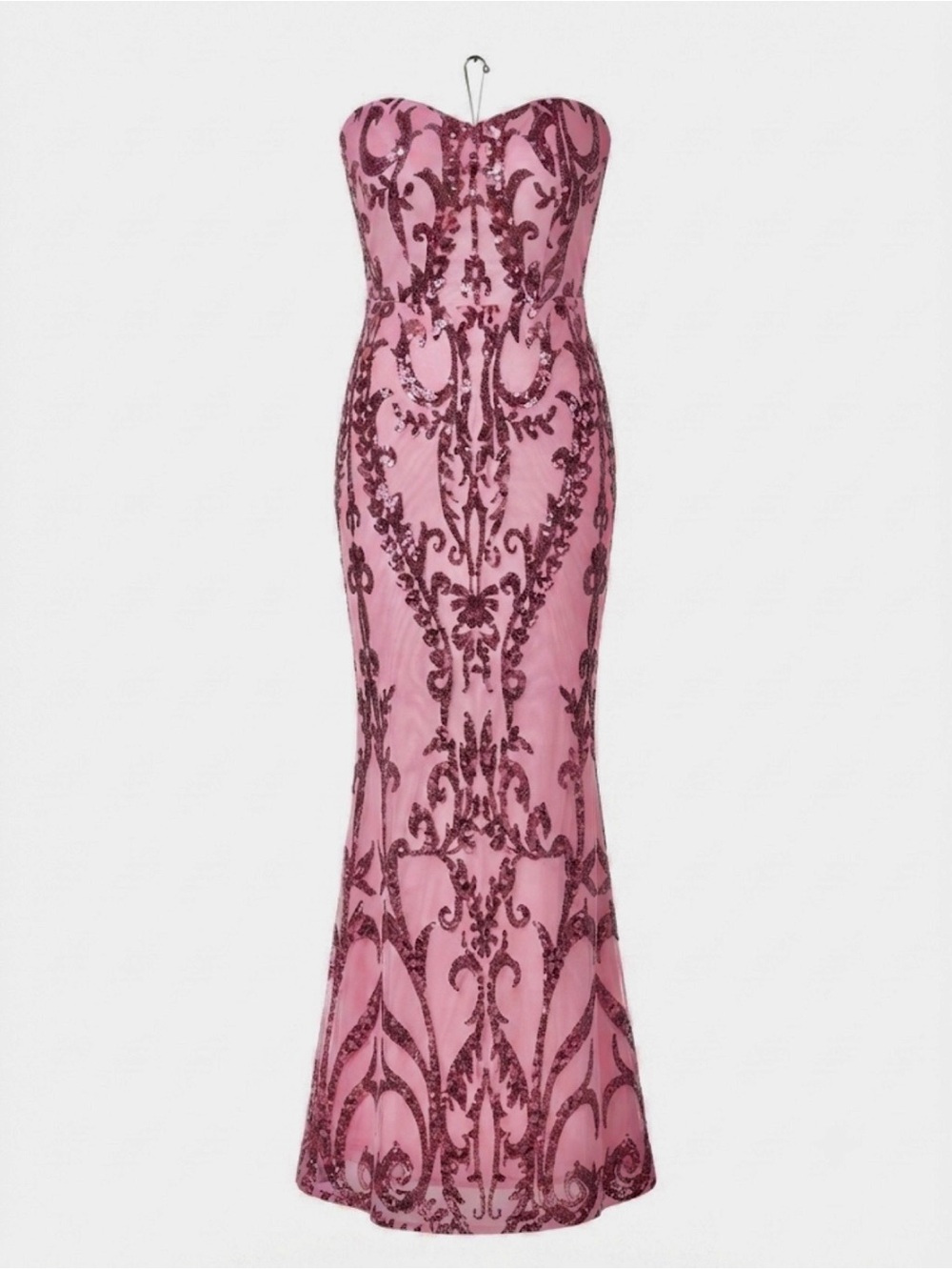 Strapless Pink Sequin-Embellished Mermaid Gown